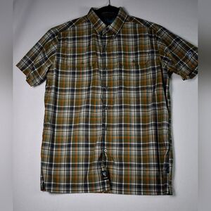 Kühl Mountain Grow Men's Elüxur Short Sleeve Plaid Button Up Shirt Size Medium